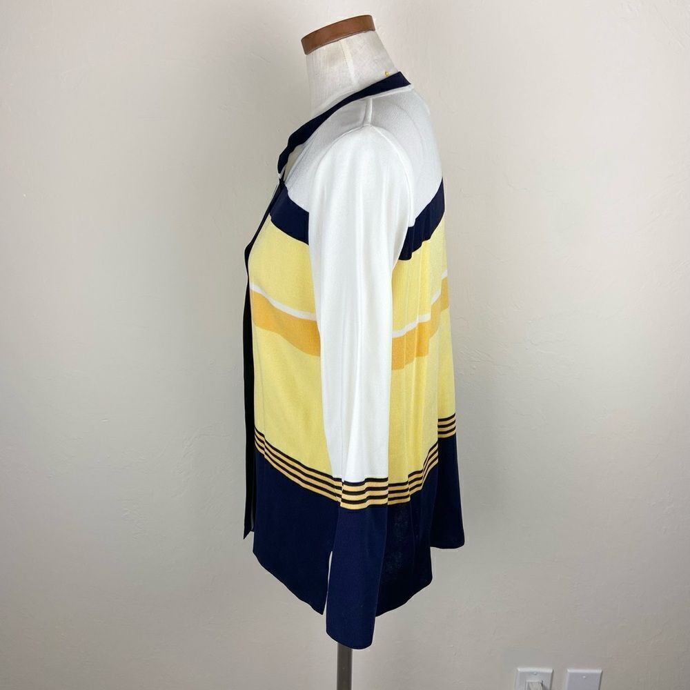 Misook Open-Front Colorblock Knit Cardigan Sweater - Picture 4 of 6